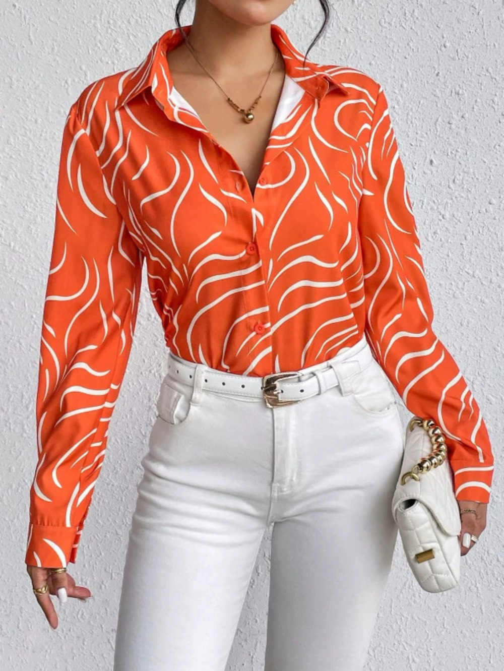 ZARA Water Ripple Print Long Sleeve Top